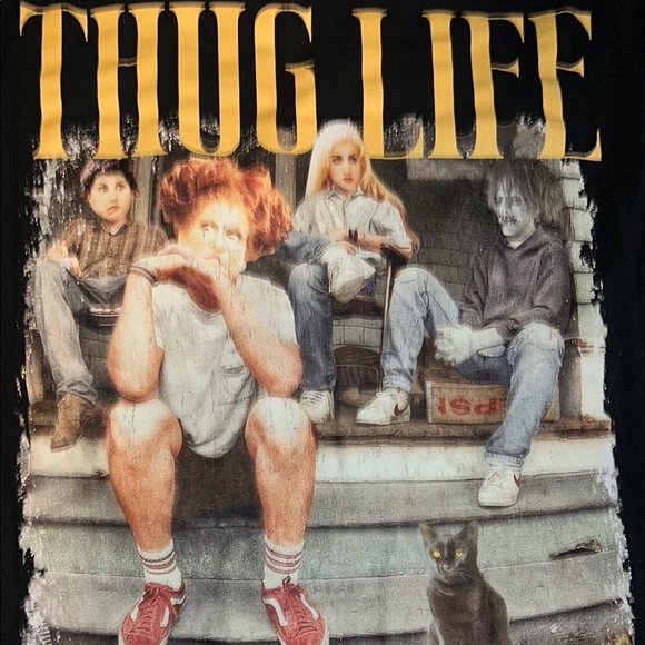 THUG LIFE- Black Graphic Kids T-Shirt SIZE L - Picture 3 of 4